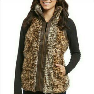 Faux fur and faux leather Vest women's size Small